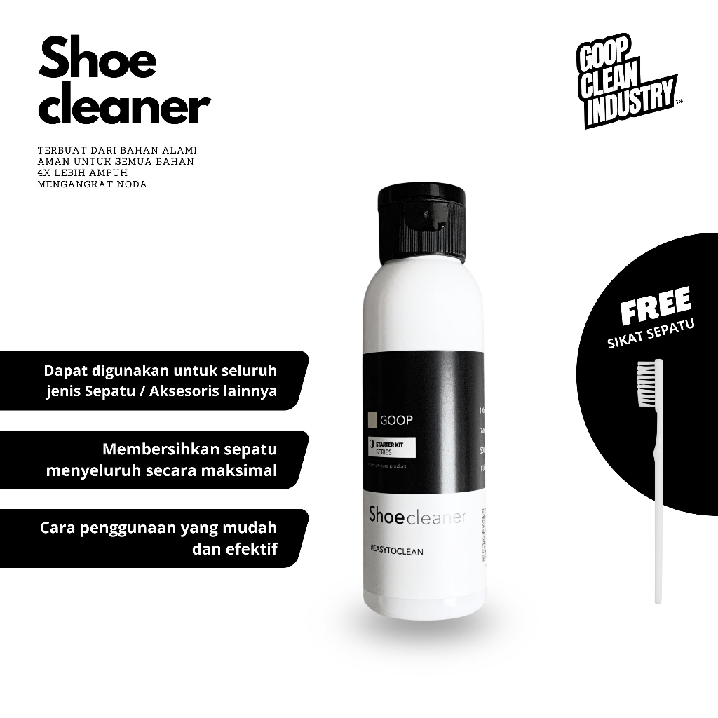 GOOP SHOE CLEANER 100ml free sikat - pembersih sepatu - sabun cuci sepatu - perawatan sepatu - cat s