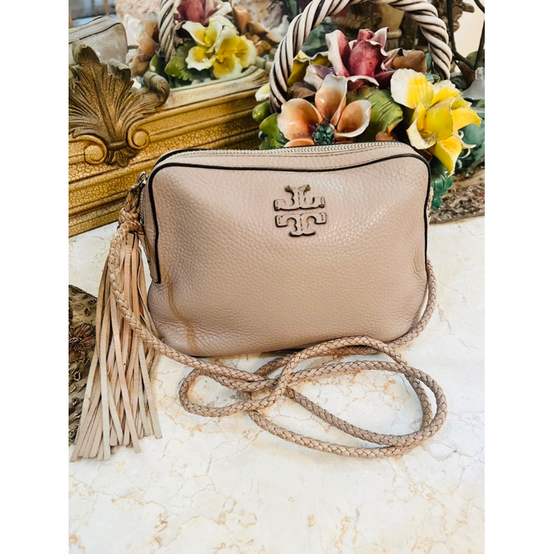 Fast sale preloved authentic TB Tory Burch sling bag tas selempang cream / beige