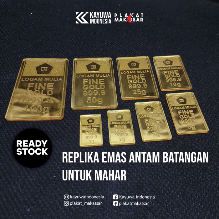 Replika Emas Antam Batangan untuk Mahar Logam Mulia Tiruan Akrilik