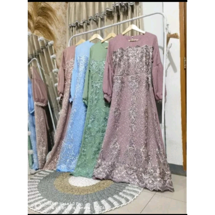baju gamis brukat import premium SILVANA dress tampilan lebih cantik dan elengan baju kondangan dan 