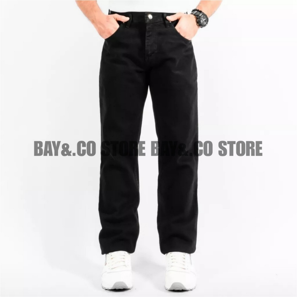 bay&.co celana reguler denim Celana jeans pria Jeans korean style pria blue straight loose jeans cel