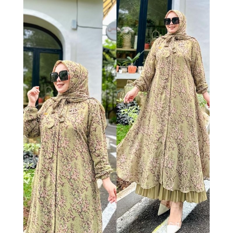 HAWA TUNIK ORIGINAL SETELAN MIDI ROK ORI SET JILBAB SEGIEMPAT LD 110 STELAN ATAS BAWAH BUSUI FRIENDL