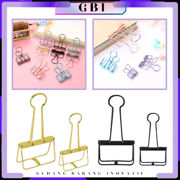 GBI Paper Clip Besi Warna-Warni Klip Penjepit Buku Bahan Metal Penjepit Kertas Binder Clips Large Medium Small Office Study