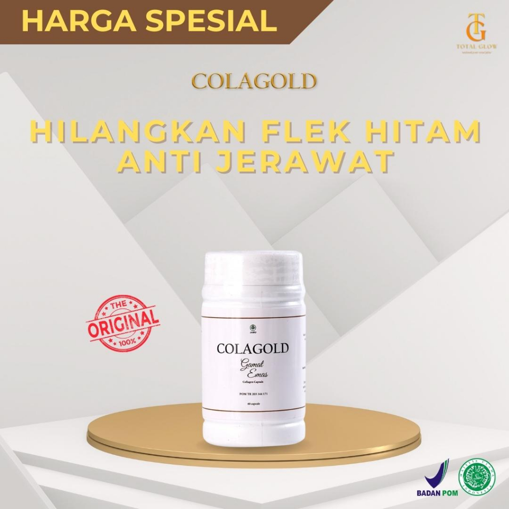 Colagold Cola Gold Kapsul Atasi Flek Hitam Gamat Emas Original Penghilang Flek Hitam Suplemen Collagen Colagen Kolagen Collagold (Isi 50 Kapsul) Bisa COD BPOM Original Halal Hilangkan Jerawat Cerahkan Kulit