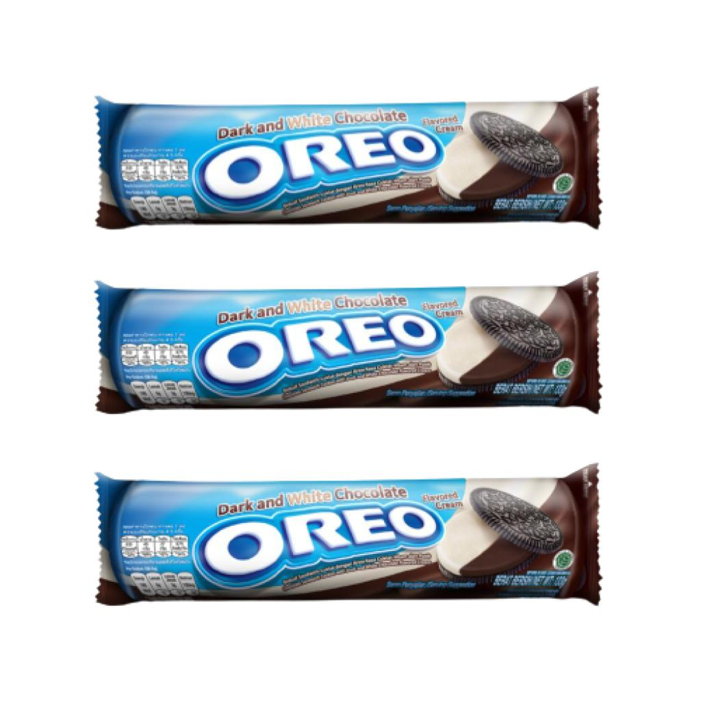 

Oreo Biskuit Dark & White Chocolate Regular 119.6g Untuk Jajanan Anak Sekolah - triple pack