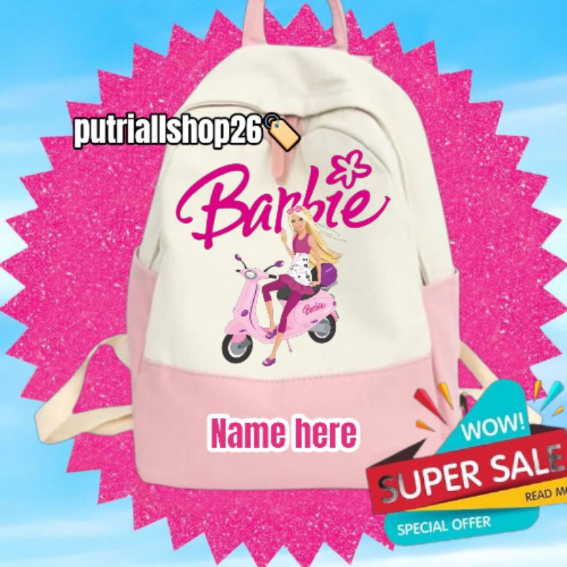 TAS RANSEL ANAK PEREMPUAN MOTIF BARBIE SCOOTER
