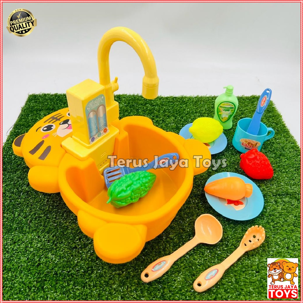 Mainan anak perempuan Kitchen sink Tempat Cuci Piring keluar air Wastafel