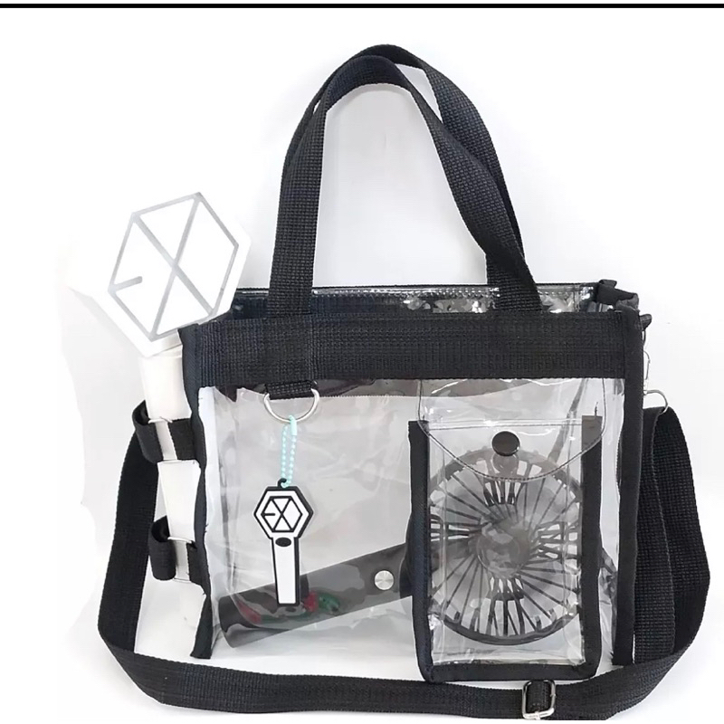 tas konser pvc hitam tas selempang transparan pvc konser | tas selempang konser pvc tas kpop