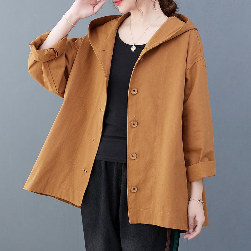 Kemeja Hoodie Cewek Korean Style Katun Canvas