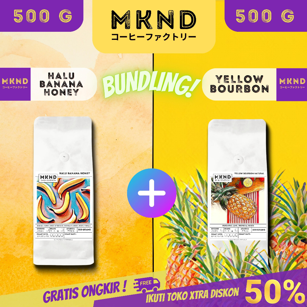 

BUNDLING HEMAT 2X500 KOPI ARABIKA HALU BANANA HONEY + YELLOW BOURBON PROMO