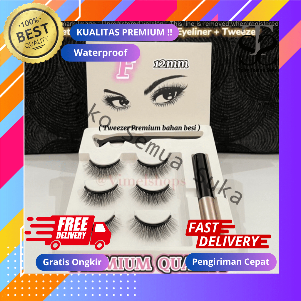 Bulu Mata Premium Magnet  3 Pasang Magnetic Eyelash Eyeliner Magnet Bulu Mata Natural Eyeliner Magne