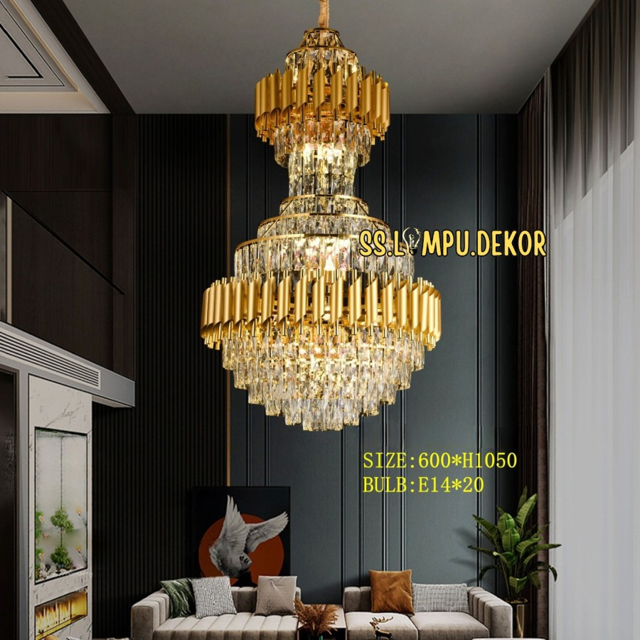 LAMPU GANTUNG KRISTAL MEWAH NORDIK BESAR HIAS RUANG TAMU