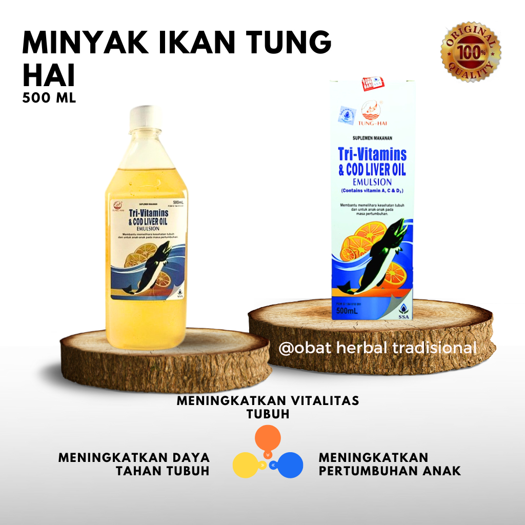 MINYAK IKAN TUNG HAI SIRUP 500 ML - TRI VITAMINS - COD LIVER OIL EMULSION