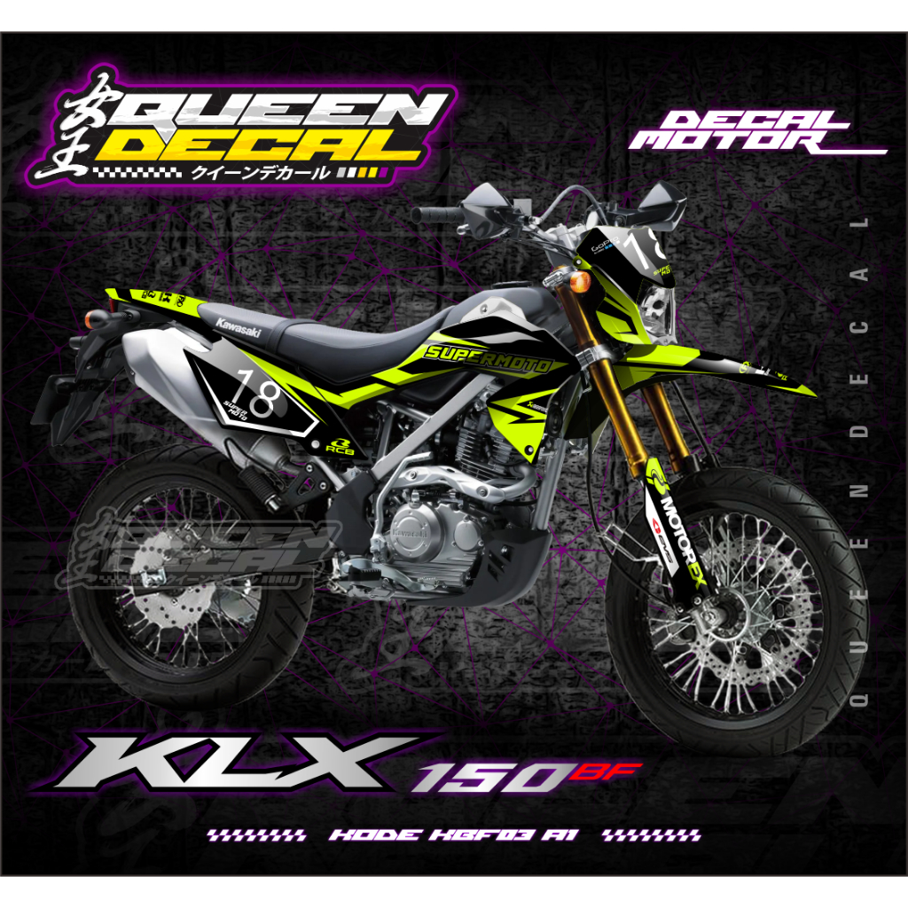 DECAL STICKER FULLBODY - KLX BF 150 - DTRACKER - SUPER MOTOR CUSTON DESAIN  - KBF03