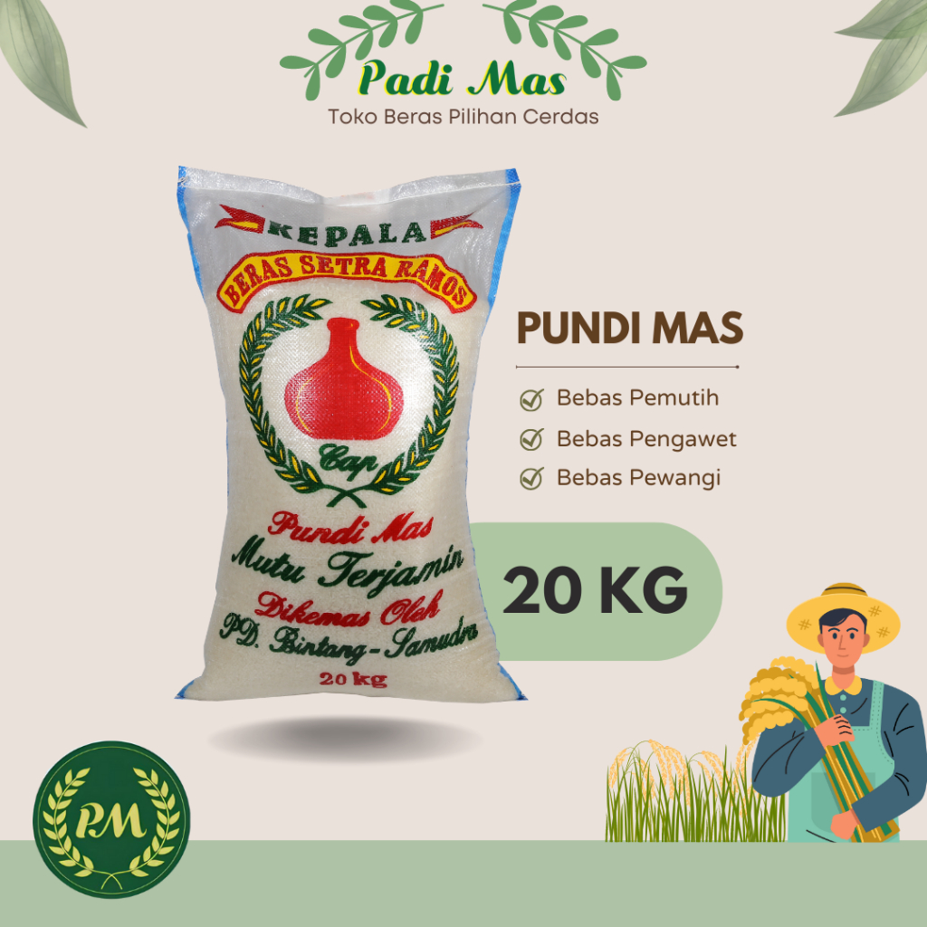 

Beras Slyp Super Setra Ramos Pundi Mas 20 kg | Beras PundiMas 20kg | Pulen | Beras untuk anak-anak