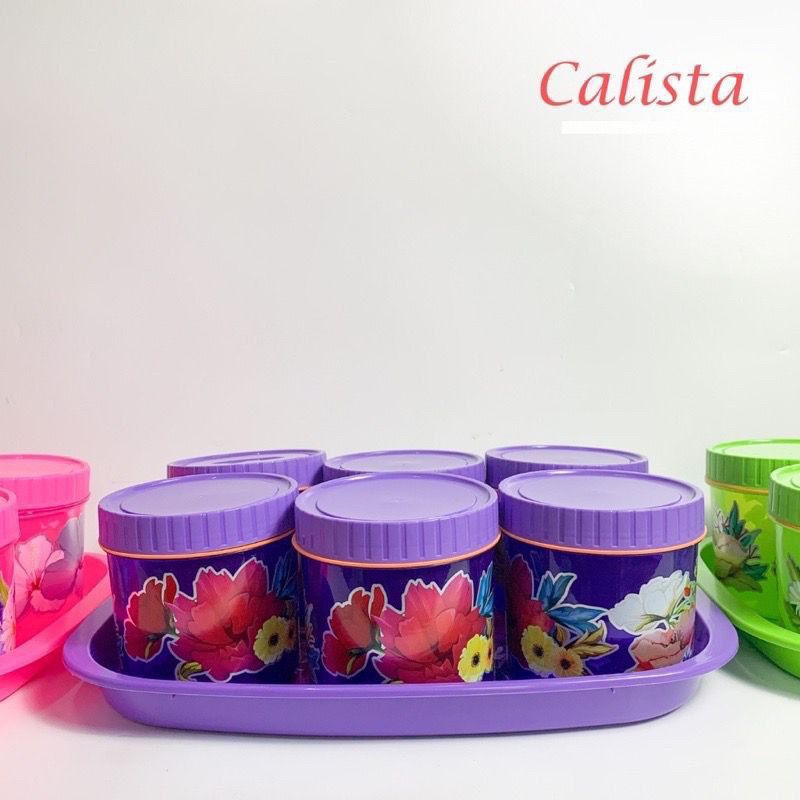 Calista Toples Lebaran 6 pcs + nampan + Jumbo / Toples Kue / Toples Nampan