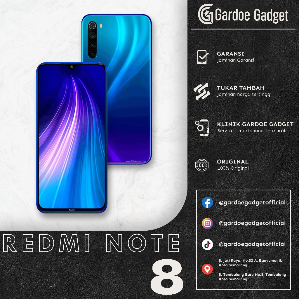 Xiaomi Redmi Note 8 | 3/32GB, RAM 4/64GB, 6/128GB ORIGINAL | HANDPHONE SECOND Full Set | HP SEKEN HP