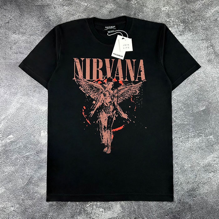Kaos Band Nirvana x PULL N BEAR T-shirt Katun Cotton Combed 24s Anti Bacterial