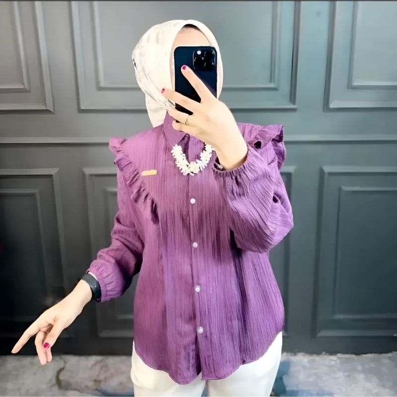 Inara Blouse Wanita Korea Style Blouse Kantor crinkle terbaru