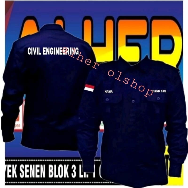 kemeja CIVIL ENGINEERING baju CIVIL ENGINEERING seragam CIVIL ENGINEERING Pdh CIVIL ENGINEERING keme