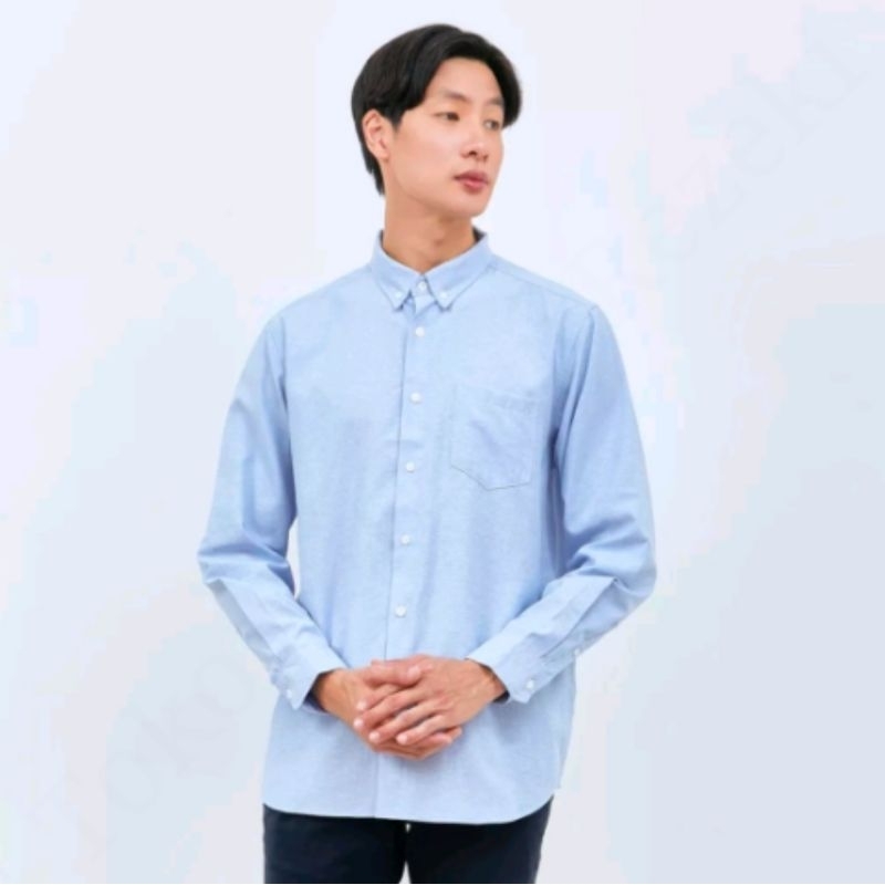 Baju Kemeja Biru Langit Muda Tangan Panjang Light Blue Shirt Polos