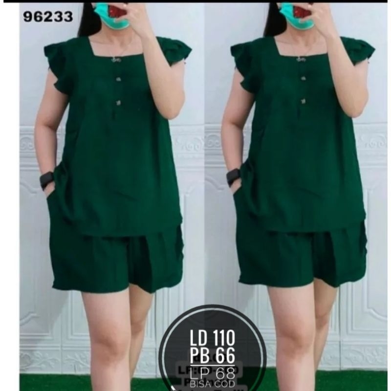 

Piscoklegit_ Setelan Wanita Kekinian Baju Tidur Piyama Busui Friendly / One Set Hotpants Kancing 3