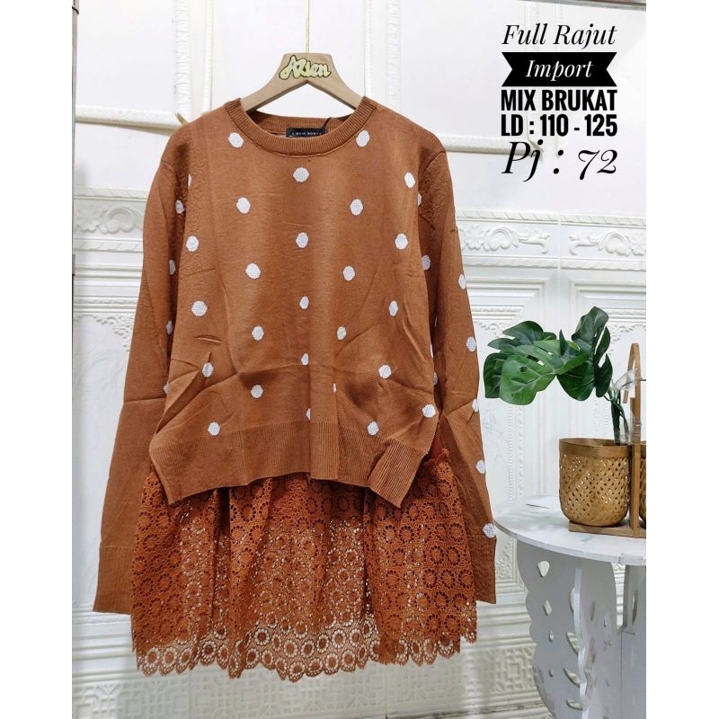 Blouse Full Rajut polka mix brukat by Zara Woman