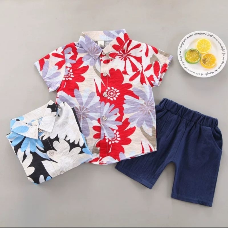 CK307 Boy Beach Set | Setelan Kemeja Pantai Anak Laki-laki | Baju Anak