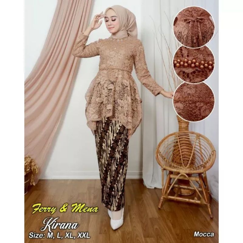 Baju Kebaya Kebaya Hitam Brukat Kirana Model Cumi dan Payet Mutiara