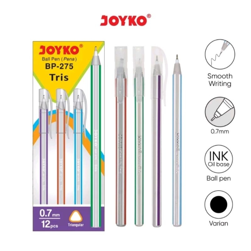 

(1pcs ) pulpen bolpen ballpoint pen joyko BP-275 TRIS Hitam black 0,7 mm Murah