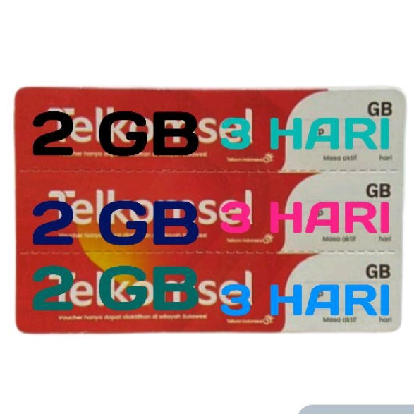 voucher 2 gb  3 hari Telkomsel zona 1 sumbagsel