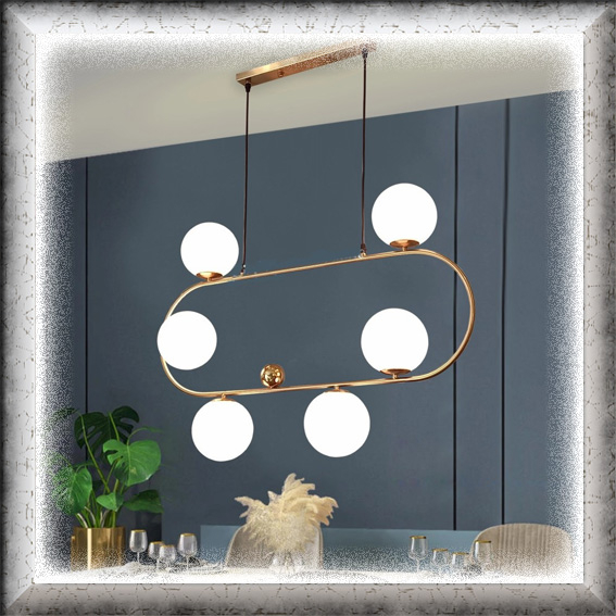 Lampu gantung MODERN CONTEMPORER OVAL 6 GLASS BALL CLASSIC AMERICAN minimalis elegan oval bola kaca 