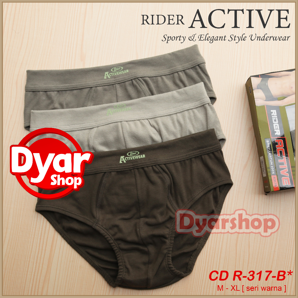 [ 3 pcs ] CD Rider R-317-B Hijau | Rider Celana Dalam Pria Dewasa Karet Semi Boxer | Pakaian Dalam Pria Rider R 317 B - Dyarshop