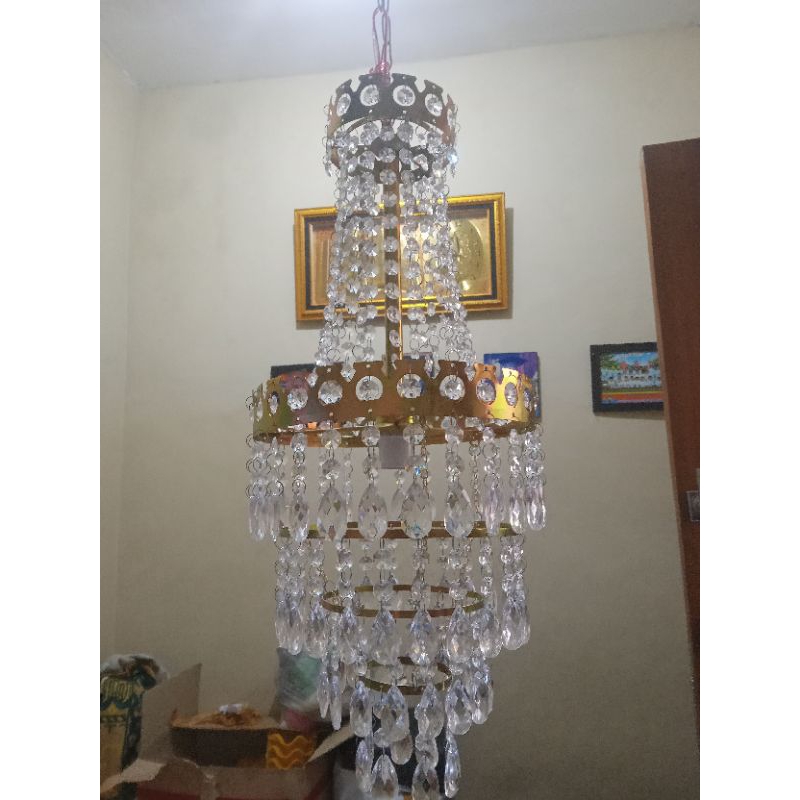 lampu hias gantung ruang tamu / ruang tengah mahkota medium 1 bohlam