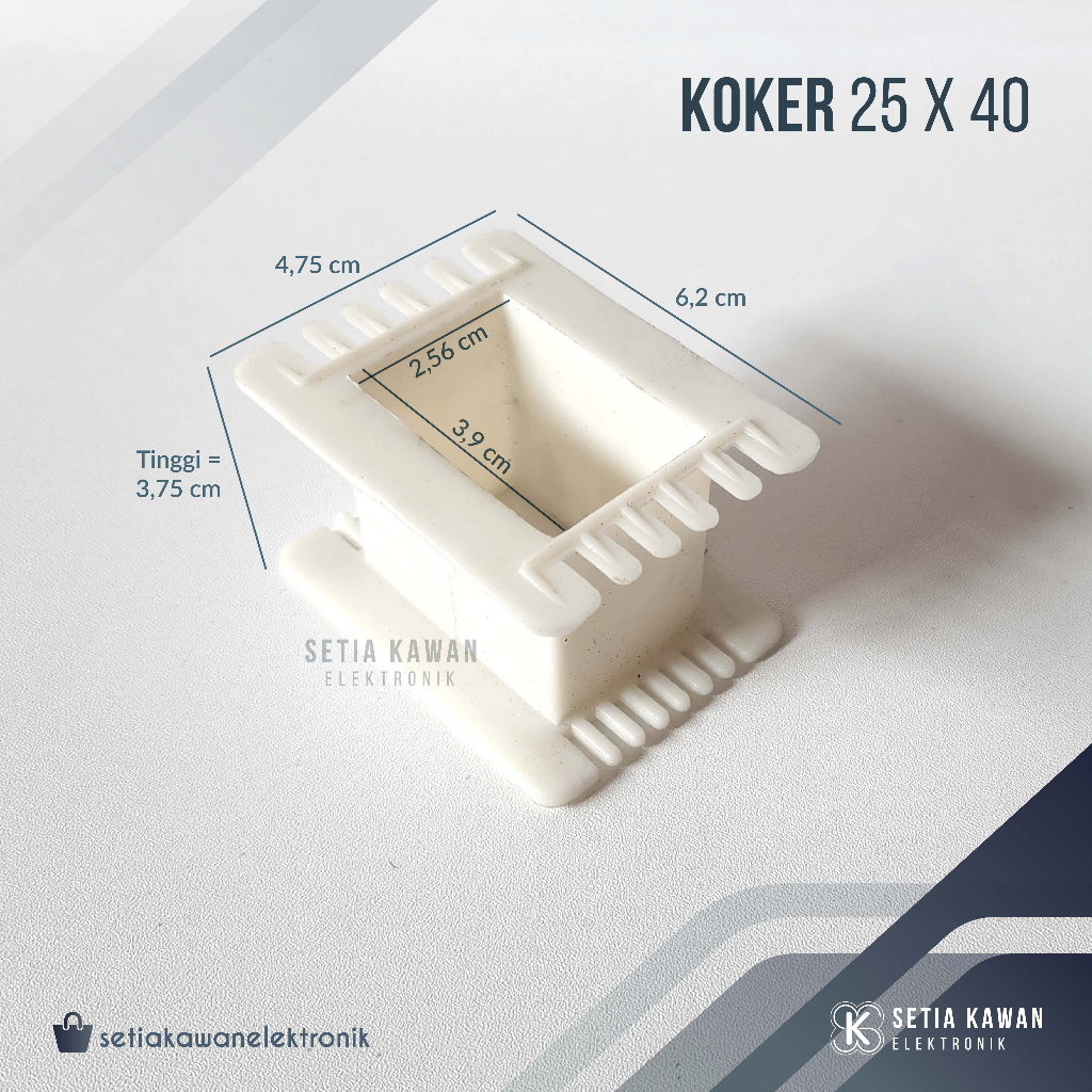 Koker Trafo Kotak 25x40 / Bobin Bobbin Dudukan Besi Plat Keren Kern Travo Tahan Panas Bahan Plastik 