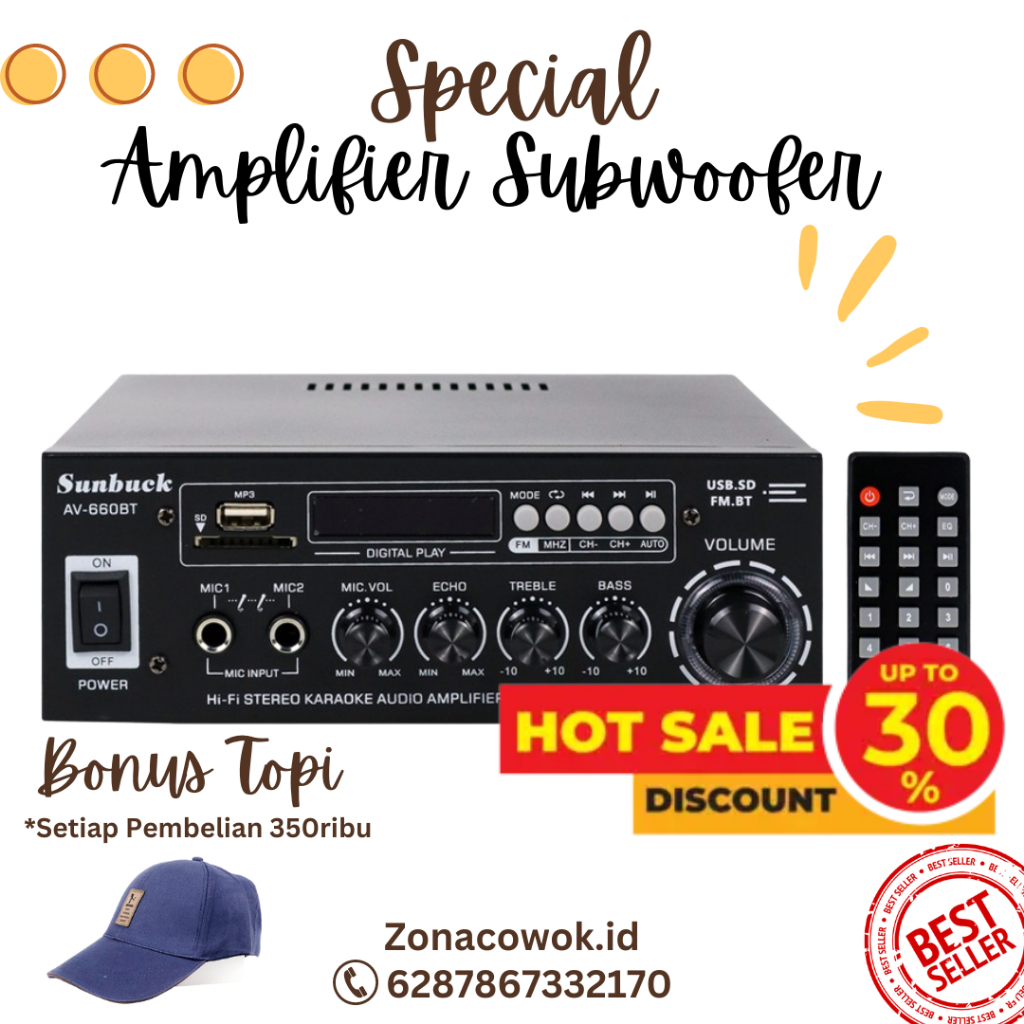 SUNBUCK Power Amplifer Bluetooth 2000W - Amplifier Subwoofer - Amplifier mixer bluetooth - AMPLIFIER