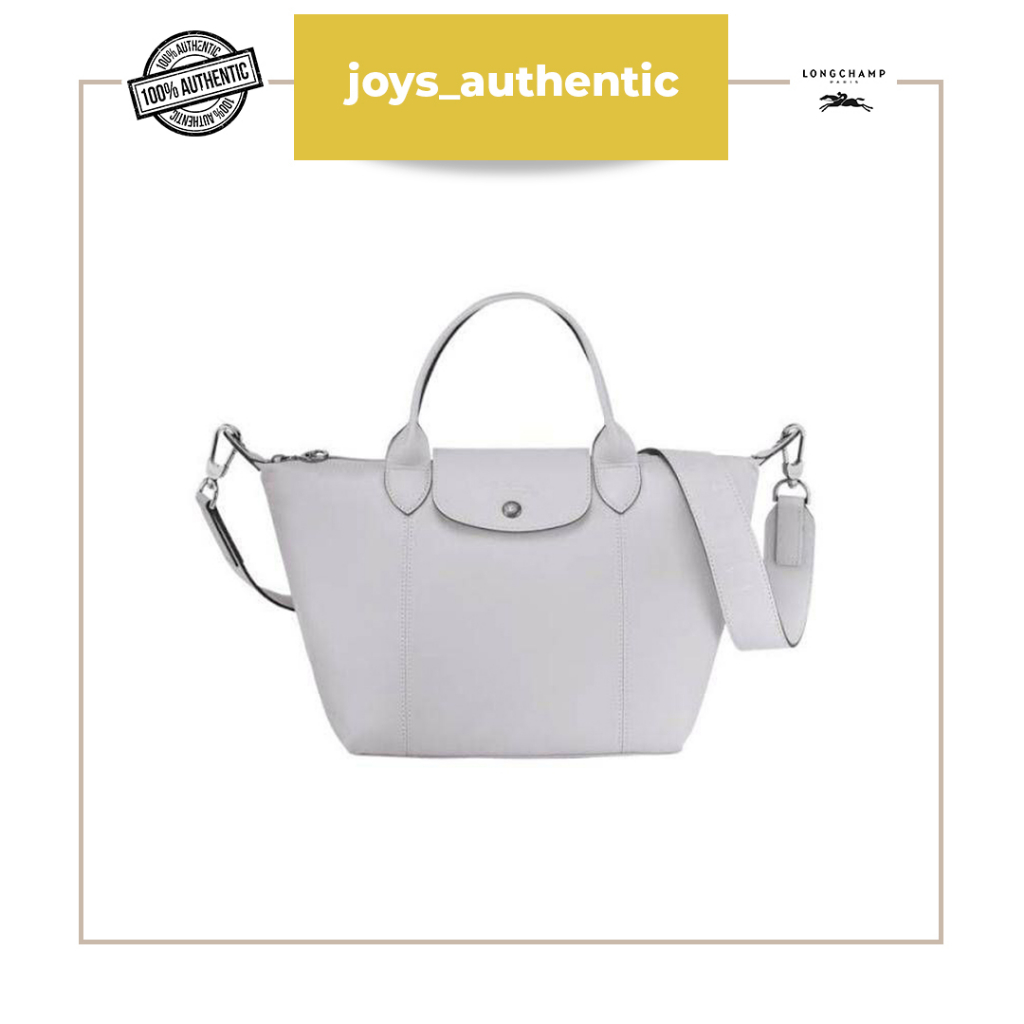 Tas wanita Longchamp cuir small light abu grey Size woman bag authentic original