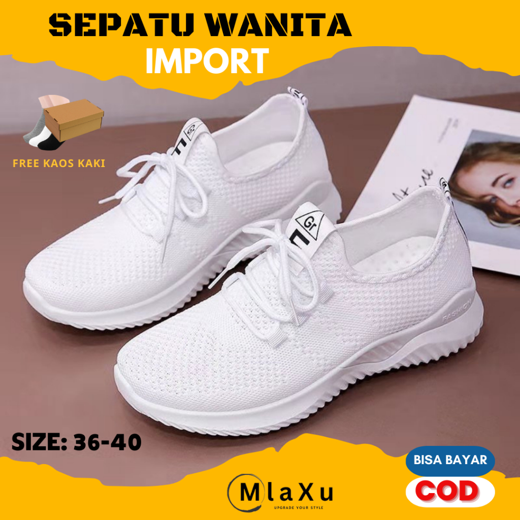 Sepatu Wanita Sneakers Korea Putih Polos Casual Joging Cewek Sekolah Wanita Olahraga Running Kekinia
