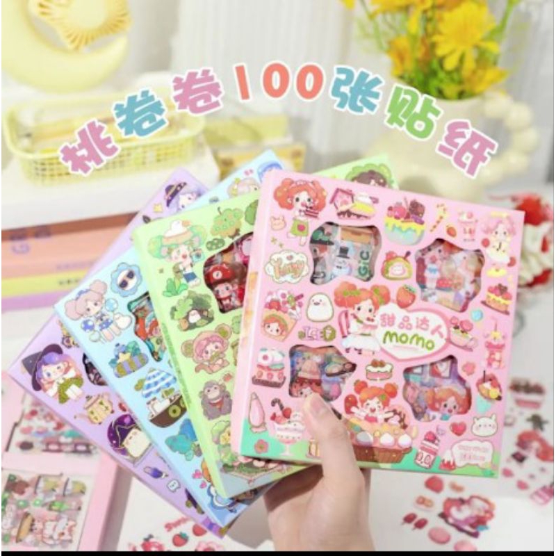 

100 Lembar Stiker MOMO Kartun Lucu Anti Air Dekorasi.