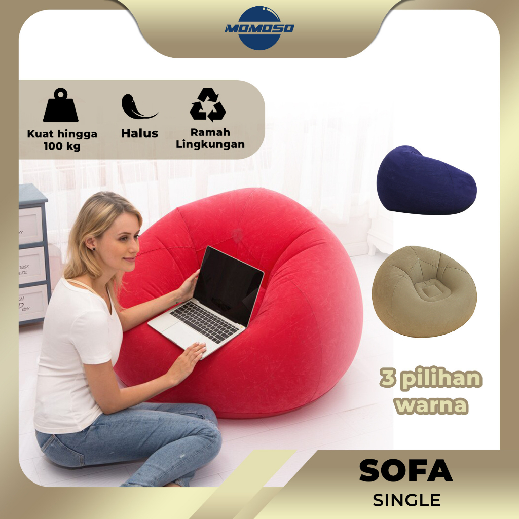 MOMOSO  Sofa Single Angin Bean Bag / Kursi Santai Sofa Angin Empuk Bentuk Bulat Serbaguna