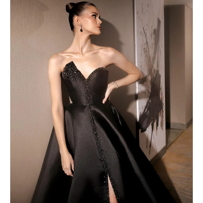 GAUN MALAM  HITAM ELEGANT  BERPAYET SILVER / BLACK PILIH KEINGINAN KAMU pilih salah satu