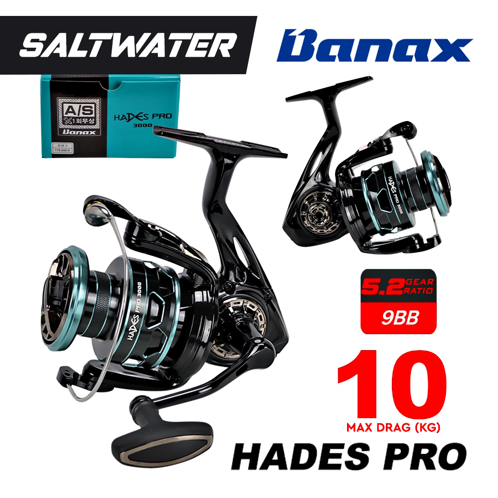 [LIMITED] BANAX HADES PRO 3500 SPINNING REEL SALTWATER MAXDRAG 10KG TEKNOLOGI KOREA
