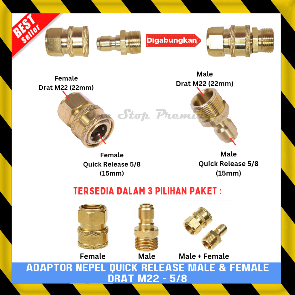 NEPEL NIPLE SAMBUNGAN QUICK RELEASE ADAPTOR ADAPTER KONEKTOR CONNECTOR KOPLER COUPLER NEPEL QUICK RE