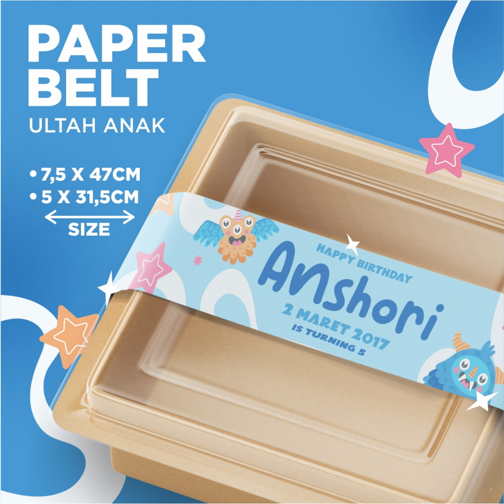 

PAPER BELT ULANG TAHUN CUSTOM FREE DESAIN BAHAN KILAP