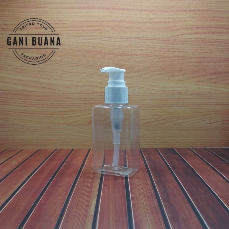 BOTOL PUMP 100ML KOTAK NATURAL TUTUP PUMP PUTIH