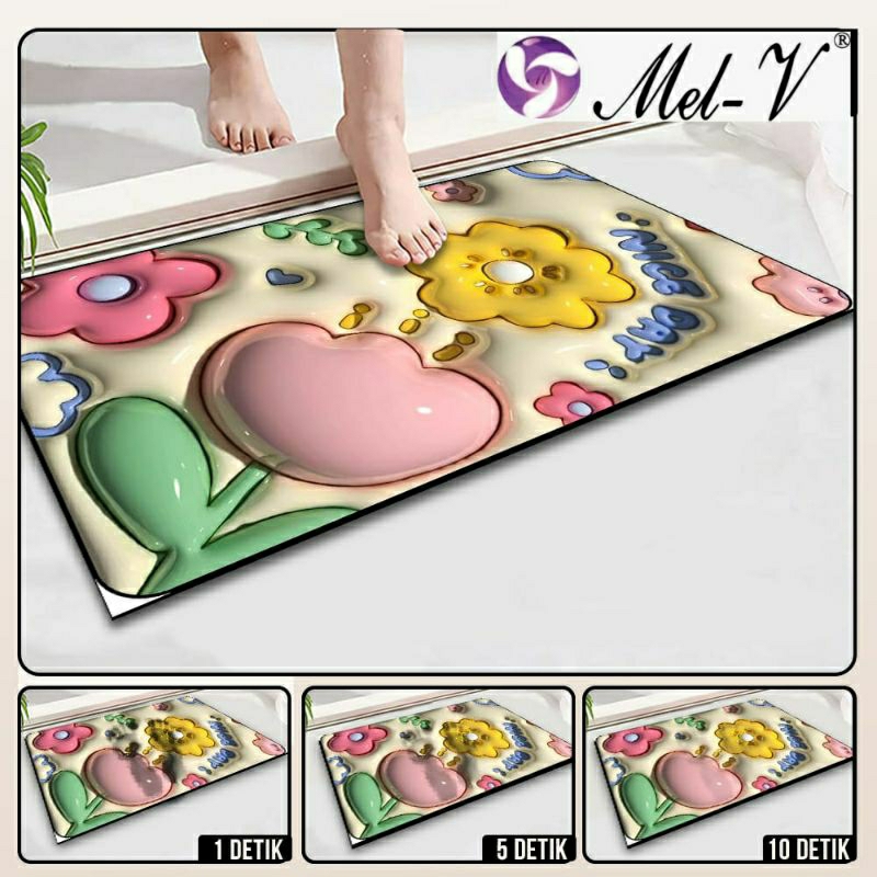 Keset Kaki 3D Diatomite Keset Lantai Rumah Kamar Mandi 3 D Anti Selip