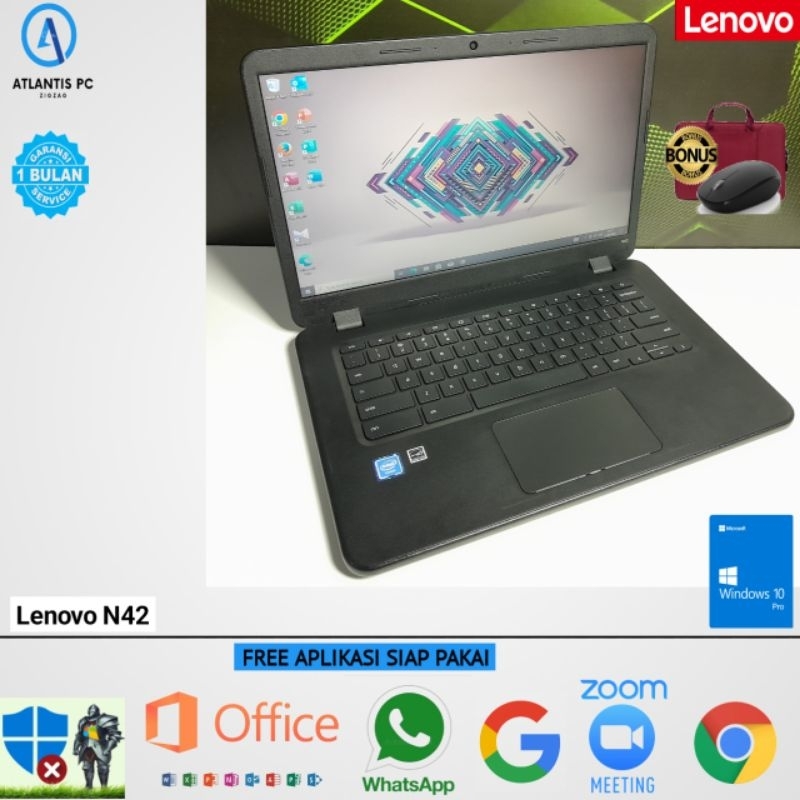 Laptop Lenovo N42 Ram 4GB SSD 128GB Windows 10 SIAP PAKAI 