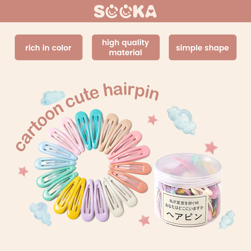 SOOKA Klip Rambut berwarna - Aksesoris Klip Lucu untuk Rambut  ,acc Rambut Warna Permen, Aksesoris Anak untuk klip Rambut  Poni  40 Pcs dengan Tempat Penyimpanan HL-BBA816