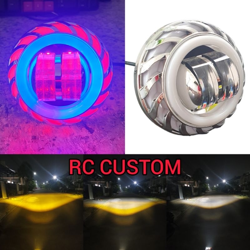 projector biled u14 laser putih kuning tembus hujan dan kabut hi lo angel eyes devil eyes lampu depa