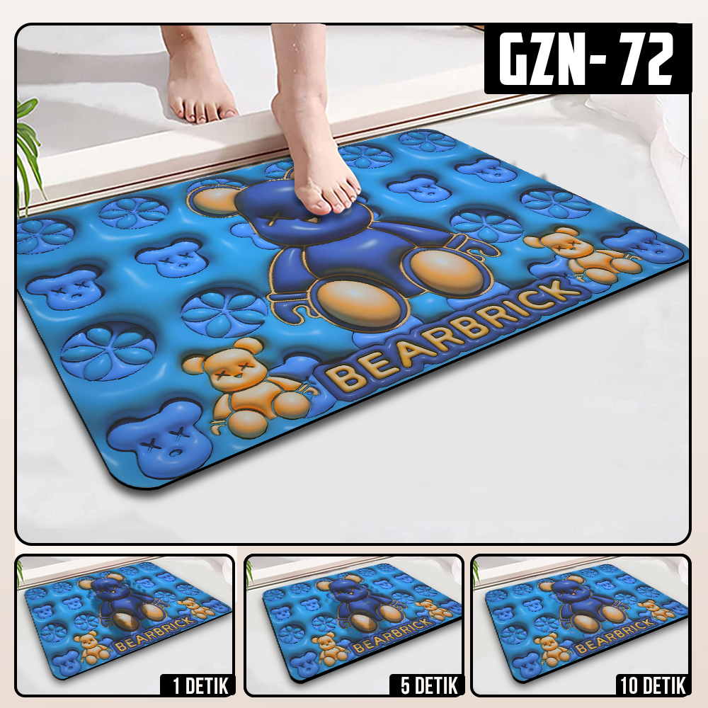 Keset Diatomite 3D Kotak Anti Slip Keset Kamar Mandi Keset Lantai Menyerap Air 3D Karakter Futureworld-GZN-72